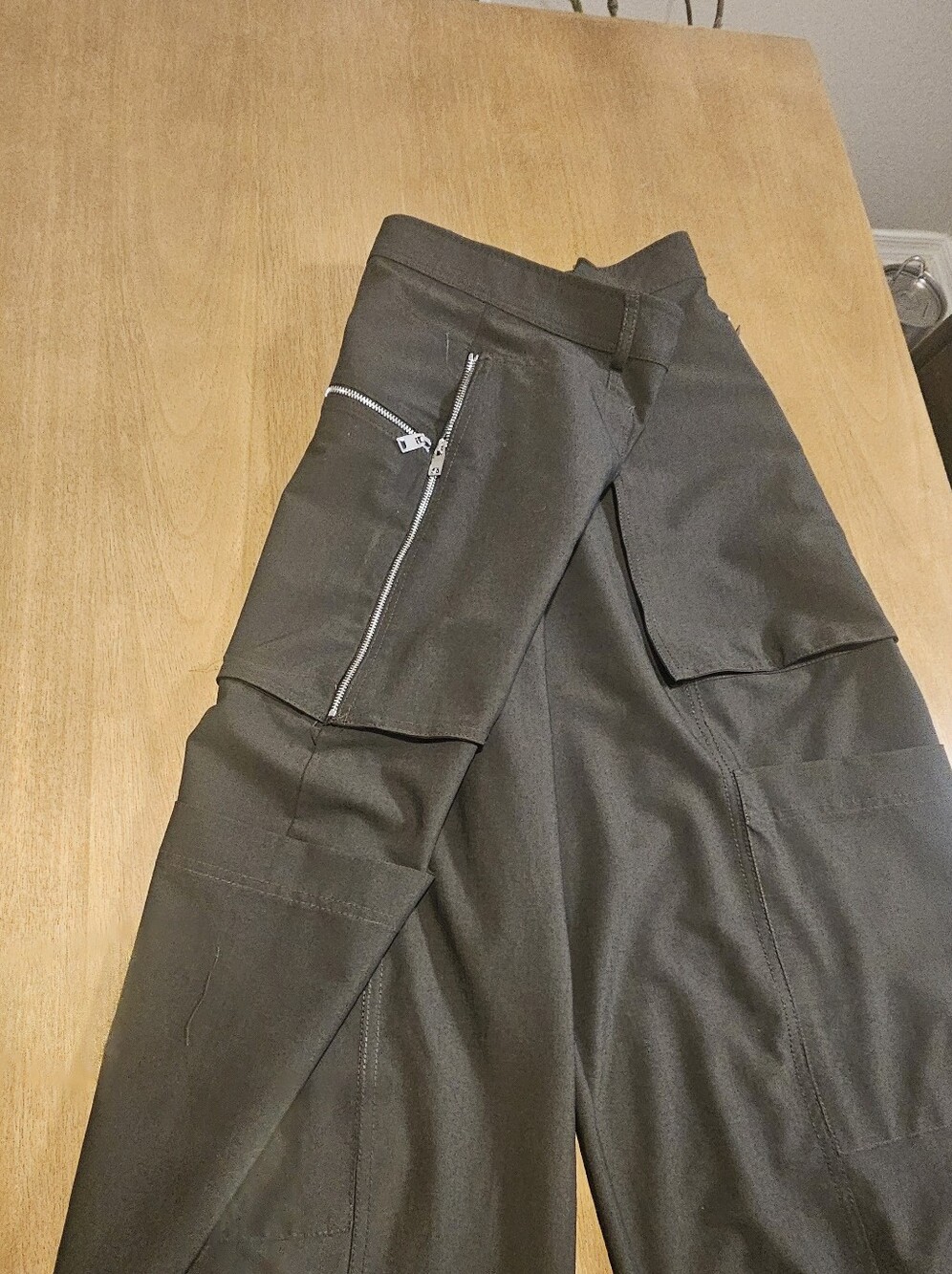 Zara Dark Green Wide Leg Utility Cargo Pants Women's Medium M High Rise - Picture 6 of 11